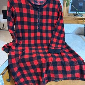Pillow Talk Red and Black Checkered Women’s Nightgown
